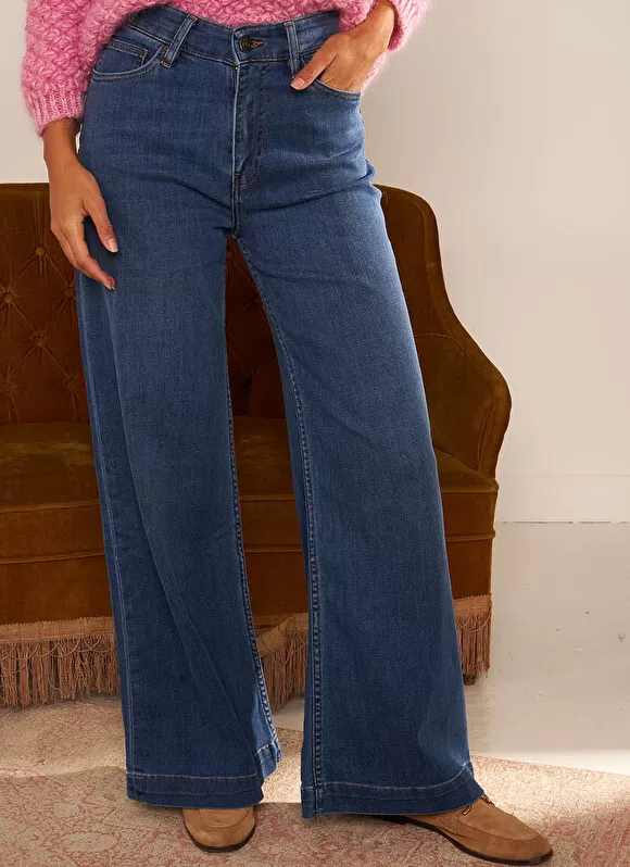 Flash Sale Sud Express Jean Flare A Taille Haute Medium Stone Lyla