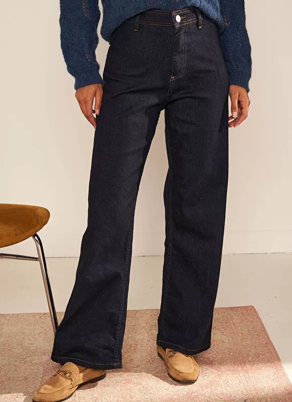 Online Sud Express Jean Large, Taille Haute Sans Coutures Sur Les Cotes Brut Clara