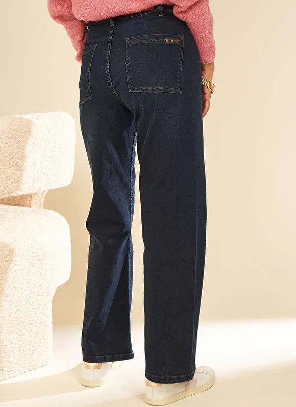 Discount Sud Express Jean Large, Taille Haute Sans Coutures Sur Les Cotes Dark Stone Clara