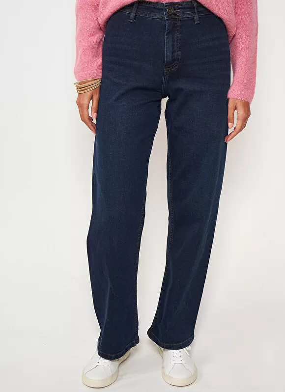 Discount Sud Express Jean Large, Taille Haute Sans Coutures Sur Les Cotes Dark Stone Clara