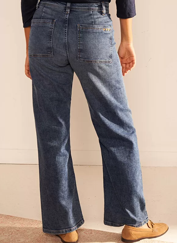 Online Sud Express Jean Large, Taille Haute Sans Coutures Sur Les Cotes Medium Dark Sto Clara