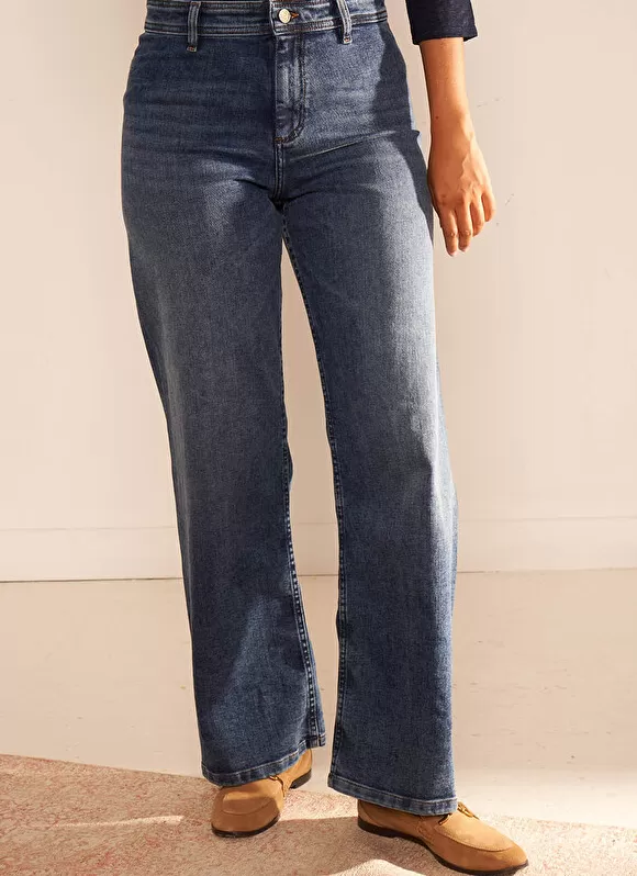 Online Sud Express Jean Large, Taille Haute Sans Coutures Sur Les Cotes Medium Dark Sto Clara