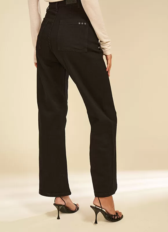 Flash Sale Sud Express Jean Large, Taille Haute Sans Coutures Sur Les Cotes Noir Clara