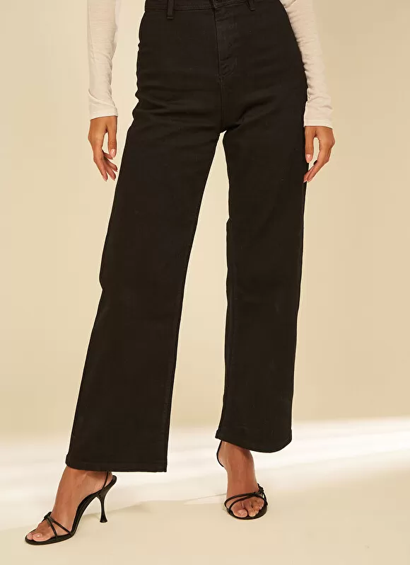 Flash Sale Sud Express Jean Large, Taille Haute Sans Coutures Sur Les Cotes Noir Clara