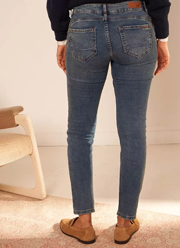 Sale Sud Express Jean Slim A Cinq Poches Medium Stone Stella