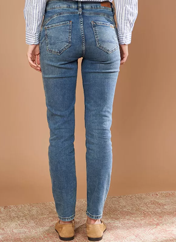 Clearance Sud Express Jean Slim Cinq Poches Medium Dark Sto Stella