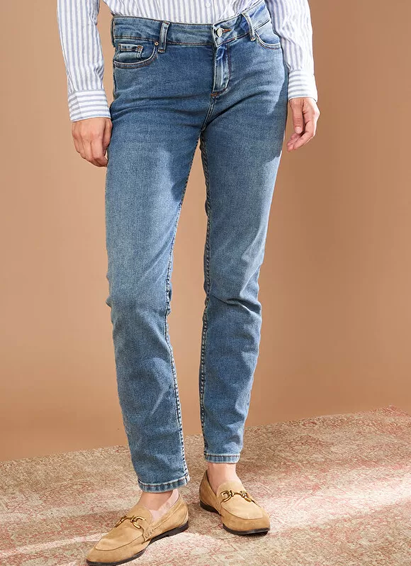 Clearance Sud Express Jean Slim Cinq Poches Medium Dark Sto Stella