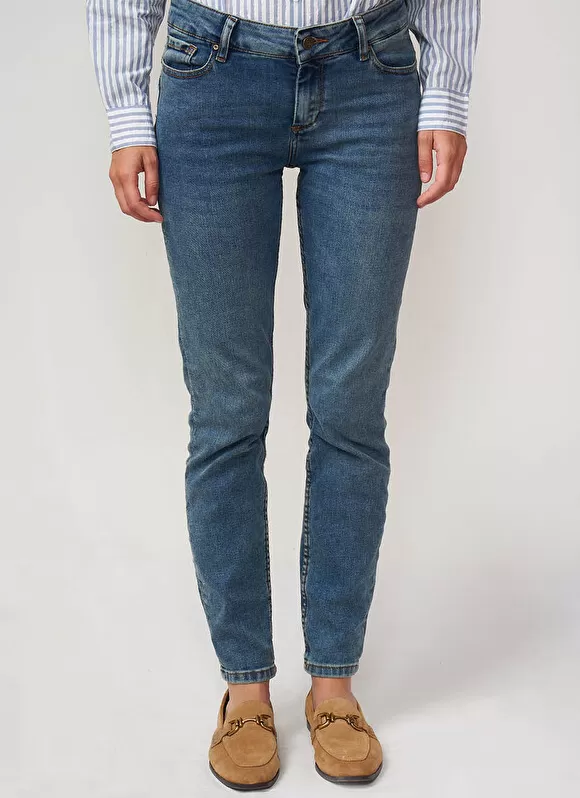Clearance Sud Express Jean Slim Cinq Poches Medium Dark Sto Stella
