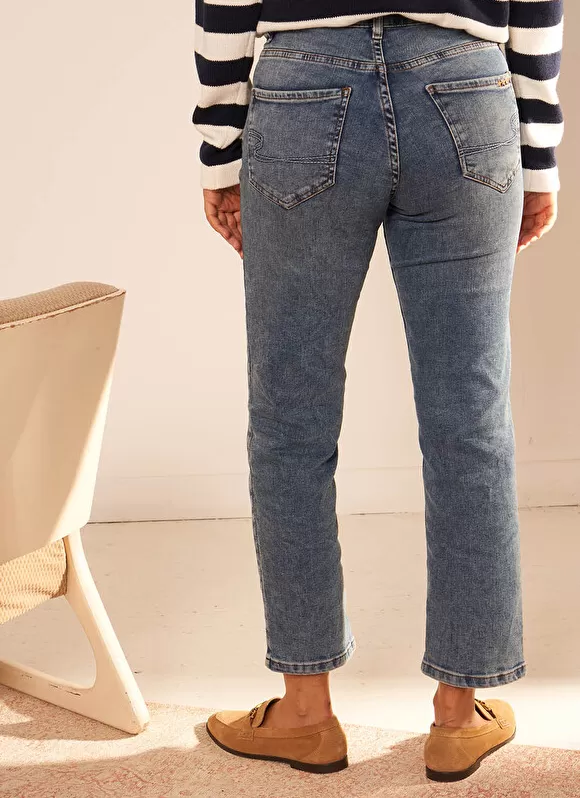 Clearance Sud Express Jean Taille Haute Cinq Poches Medium Stone Debby