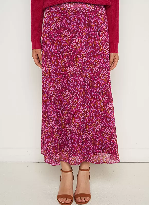Flash Sale Sud Express Jupe Longue Imprimee Avec Fente Framboise Jalorie