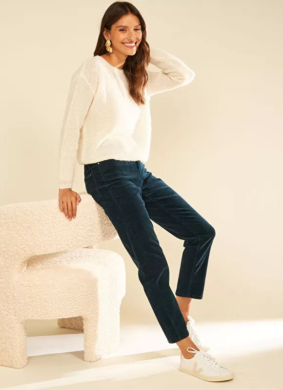Cheap Sud Express Pantalon Boyfriend Velours Marine Pavlina