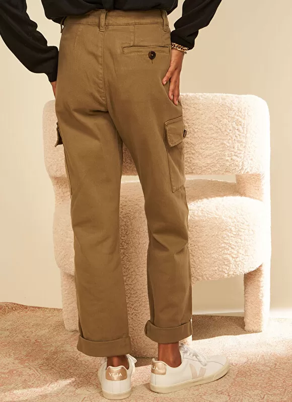 Outlet Sud Express Pantalon Cargo Taille Haute Kaki Pargo