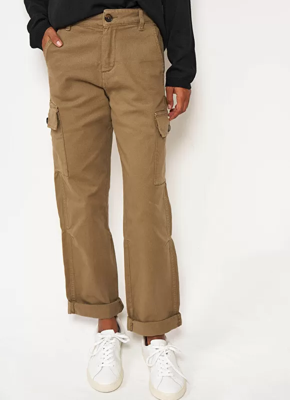 Outlet Sud Express Pantalon Cargo Taille Haute Kaki Pargo