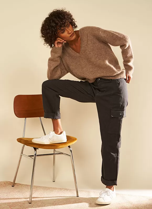 Outlet Sud Express Pantalon Cargo Taille Haute Plomb Pargo