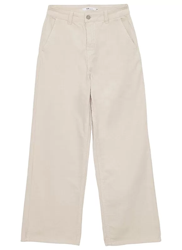 Store Sud Express Pantalon Droit Taille Haute En Velours Cotele Pierre Passyla