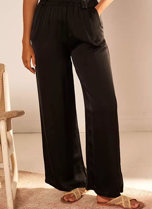 Cheap Sud Express Pantalon Fluide Satine Noir Parock
