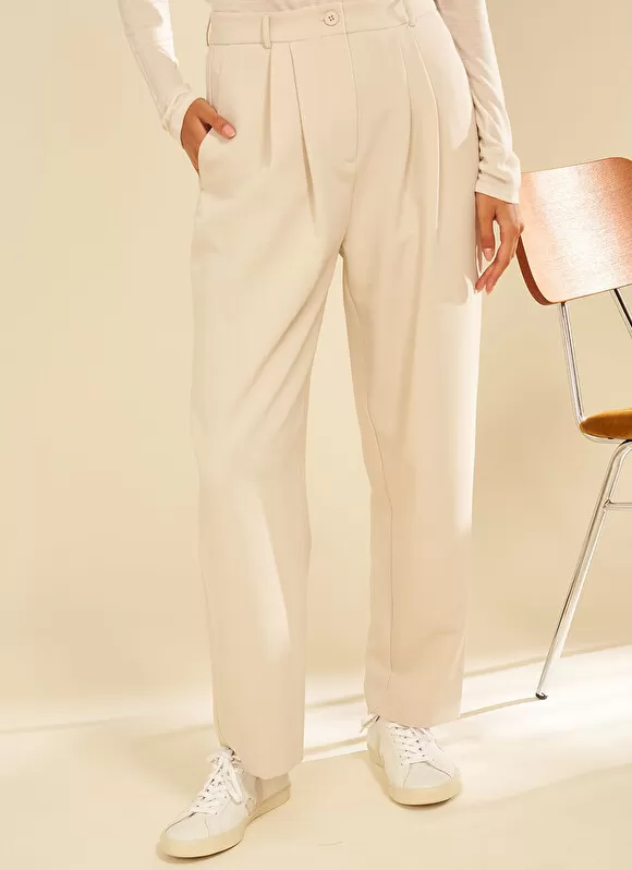 Cheap Sud Express Pantalon Tailleur Taille Haute Creme Pasalta