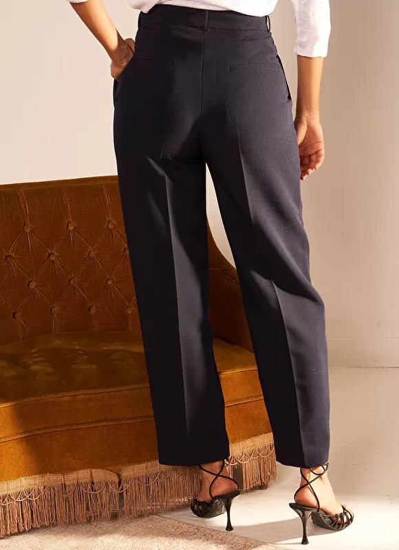 Outlet Sud Express Pantalon Tailleur Taille Haute Marine Pasalta