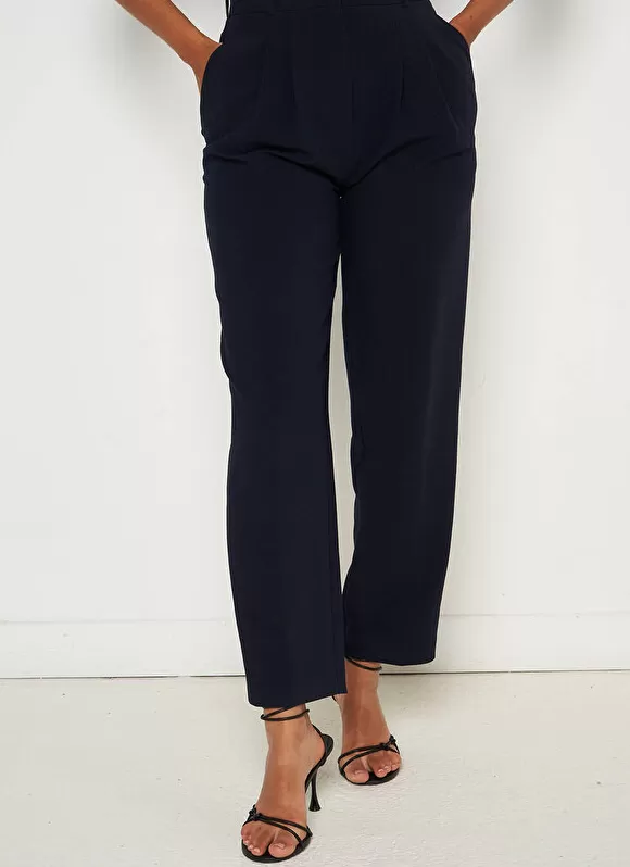 Outlet Sud Express Pantalon Tailleur Taille Haute Marine Pasalta