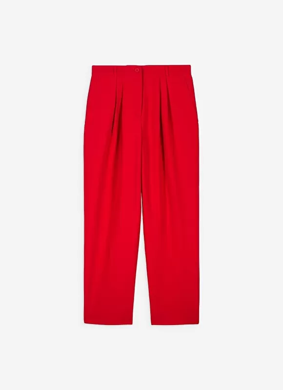 Outlet Sud Express Pantalon Tailleur Taille Haute Rouge Pasalta