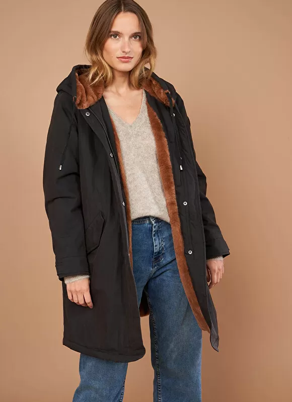 Best Sale Sud Express Parka A Capuche Noir Velane