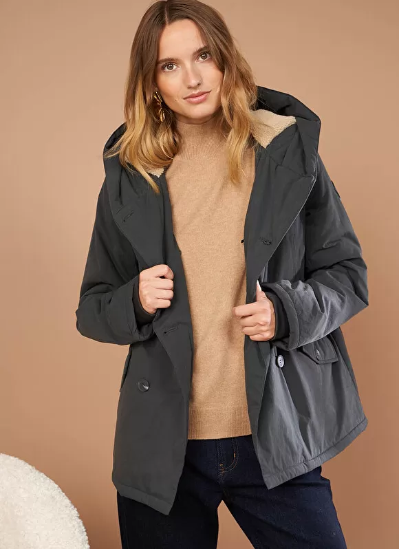 Sale Sud Express Parka A Capuche Plomb Vlasdi