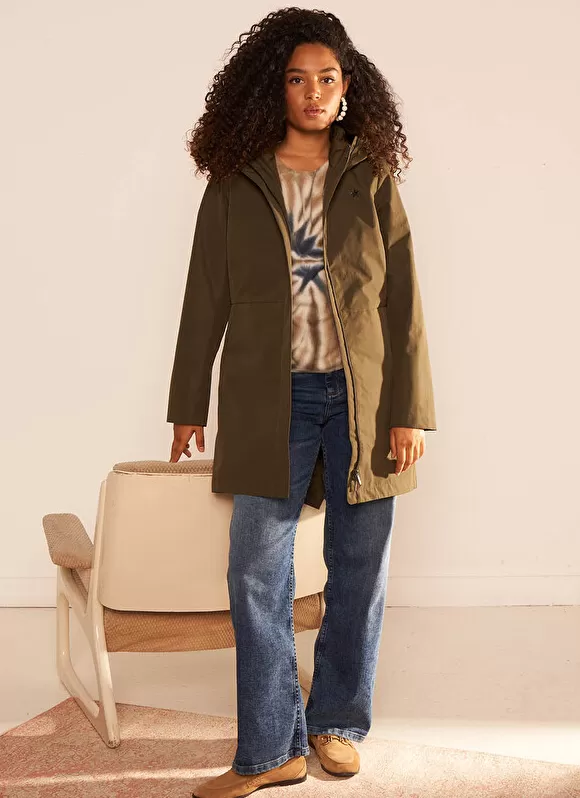 Outlet Sud Express Parka Longue Deperlante Kaki Valene