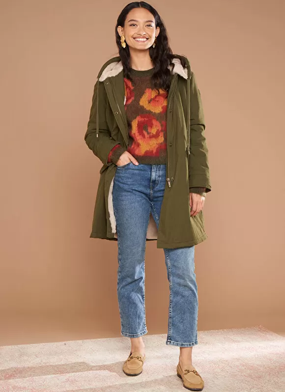 Cheap Sud Express Parka Mi-Longue A Capuche Olive Velane
