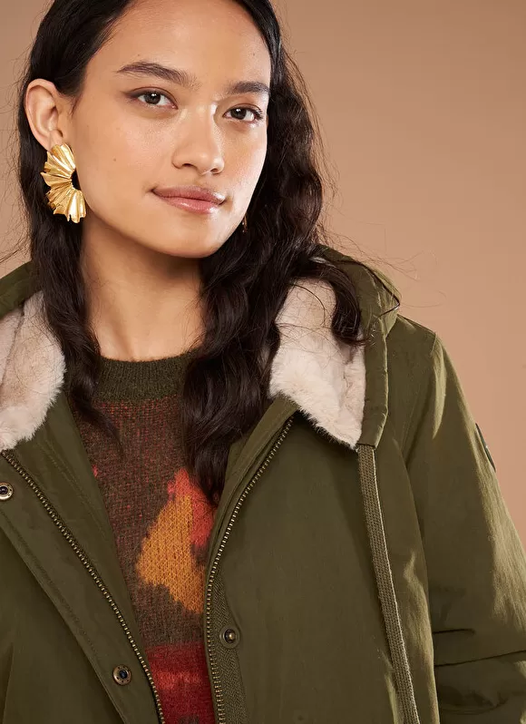 Cheap Sud Express Parka Mi-Longue A Capuche Olive Velane
