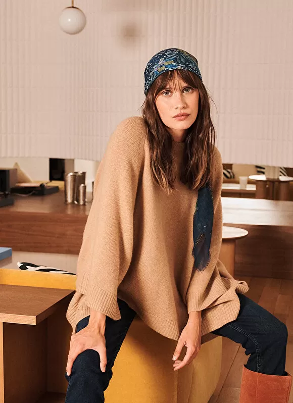 Sale Sud Express Poncho 100% Cachemire Camel Paulo
