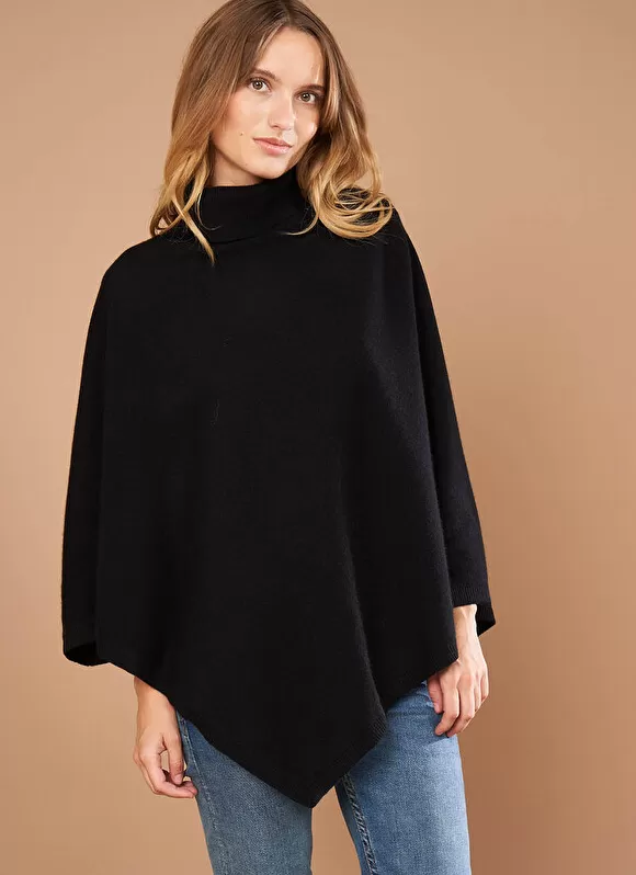 Flash Sale Sud Express Poncho Asymetrique En Cachemire Noir Presta