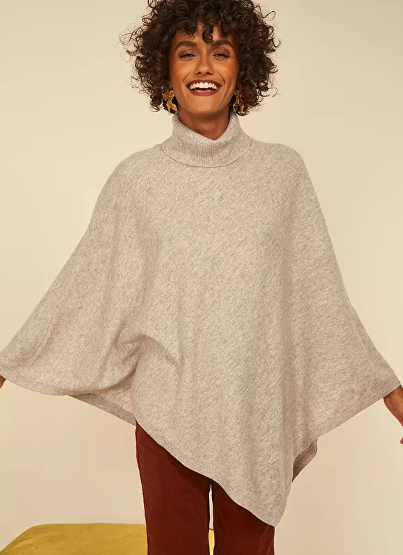 Outlet Sud Express Poncho Asymetrique En Cachemire Perle Chine Presta
