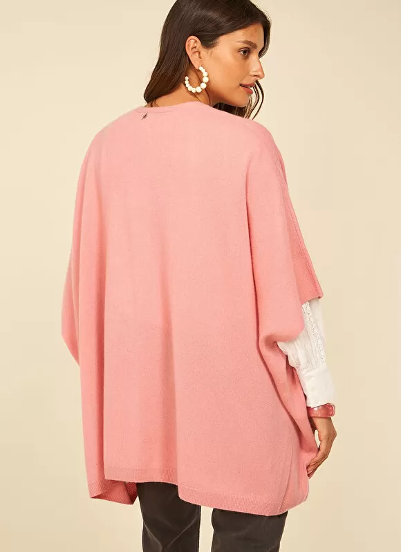 New Sud Express Poncho Long Et Ouvert Pur Cachemire Blush Gwenaelle