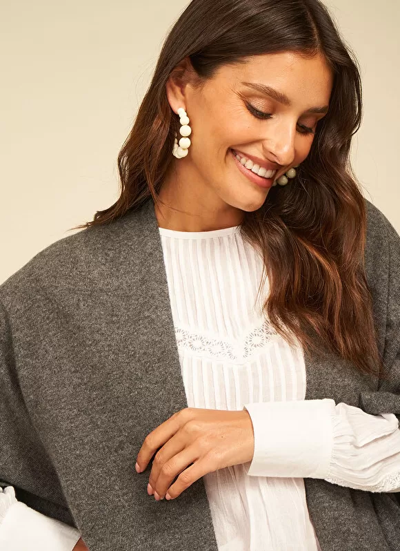 Flash Sale Sud Express Poncho Long Et Ouvert Pur Cachemire Gris Chine Gwenaelle