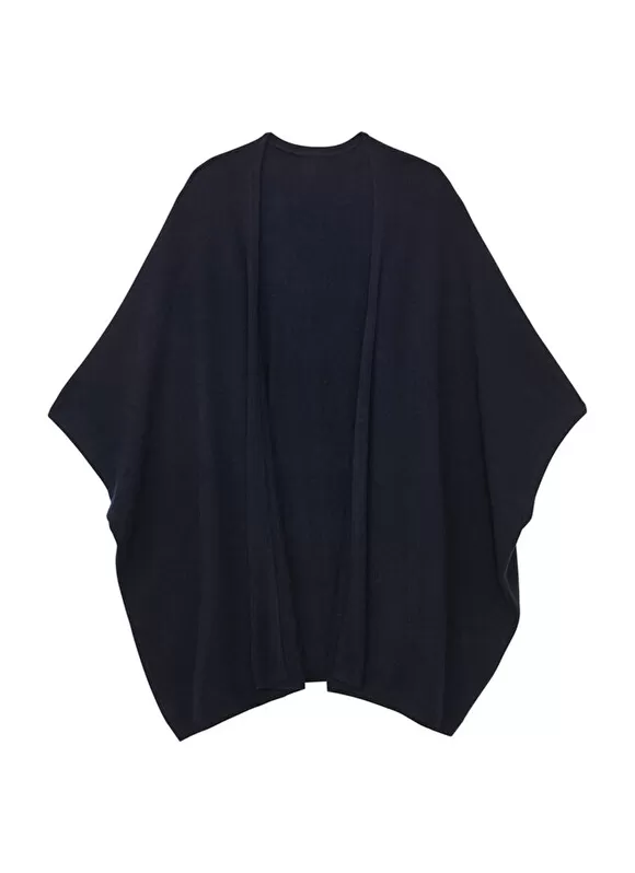 Discount Sud Express Poncho Long Et Ouvert Pur Cachemire Marine Gwenaelle