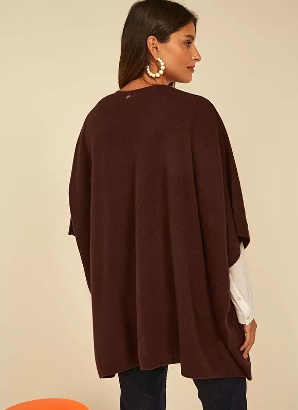 Shop Sud Express Poncho Long Et Ouvert Pur Cachemire Marron Gwenaelle