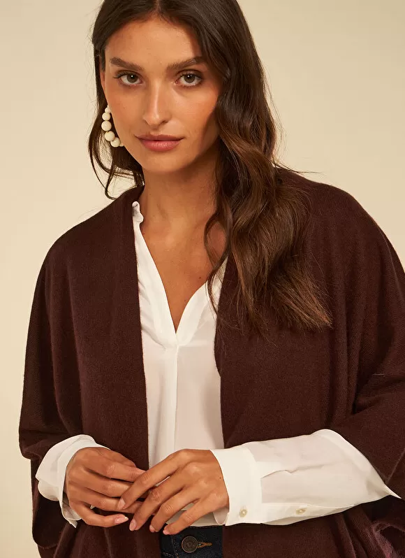 Shop Sud Express Poncho Long Et Ouvert Pur Cachemire Marron Gwenaelle