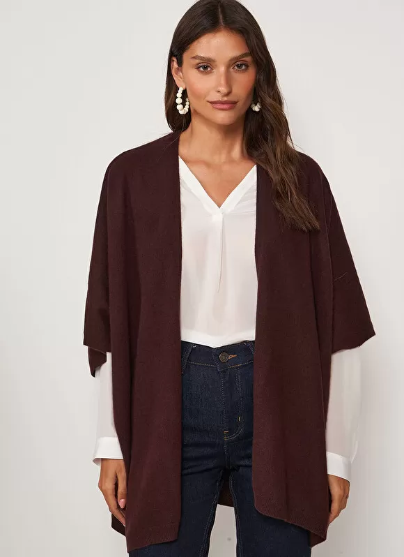 Shop Sud Express Poncho Long Et Ouvert Pur Cachemire Marron Gwenaelle