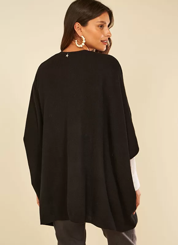 Cheap Sud Express Poncho Long Et Ouvert Pur Cachemire Noir Gwenaelle