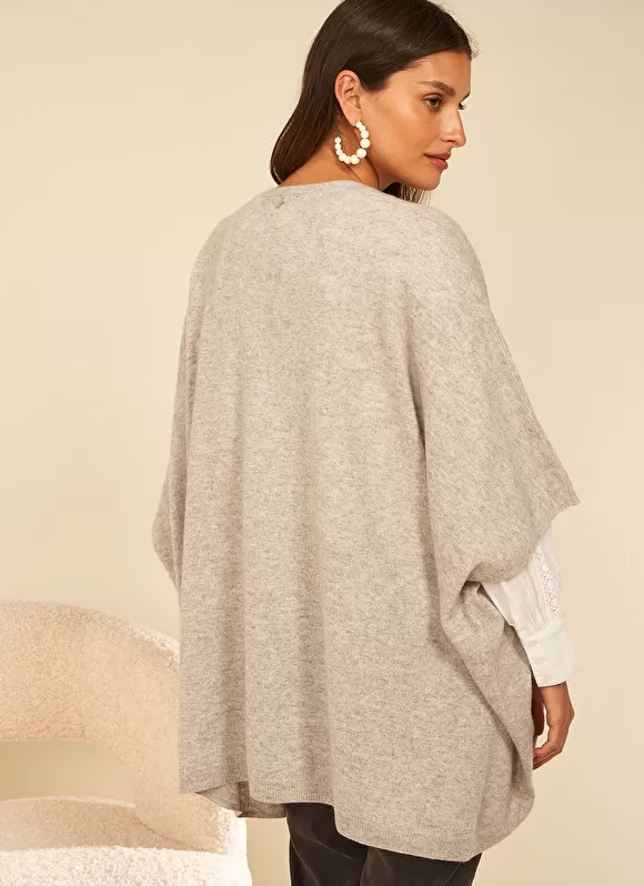 Outlet Sud Express Poncho Long Et Ouvert Pur Cachemire Perle Chine Gwenaelle