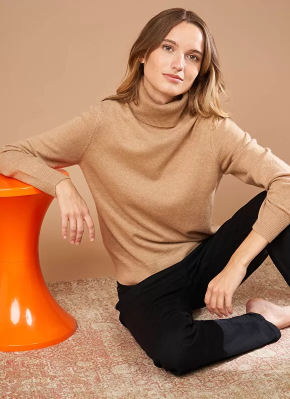 New Sud Express Pull A Col Montant Camel Missy