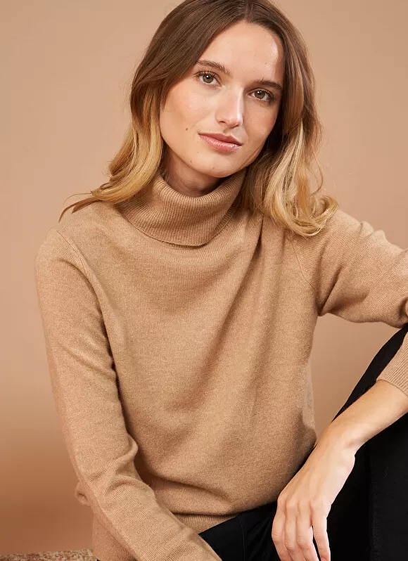 New Sud Express Pull A Col Montant Camel Missy