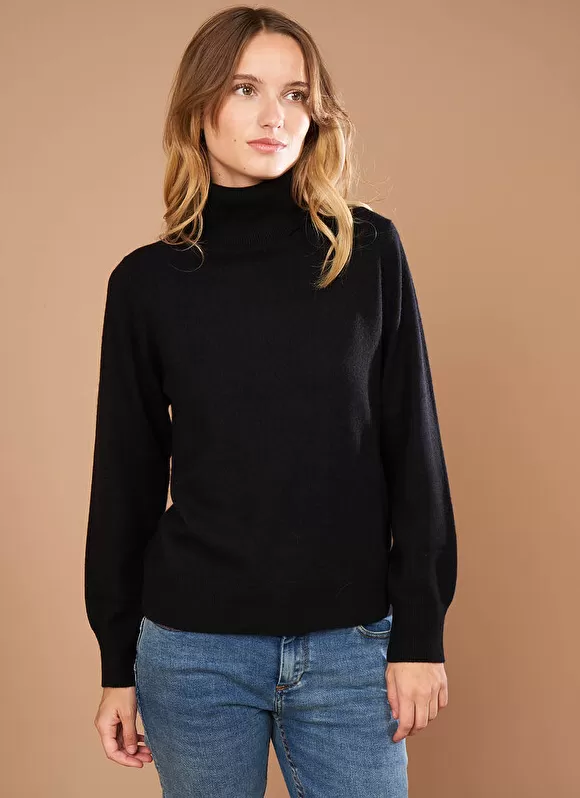 Fashion Sud Express Pull A Col Montant Noir Missy