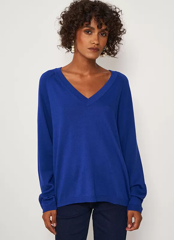 Fashion Sud Express Pull A Col V Au Tricotage Jersey Neon Madeleina