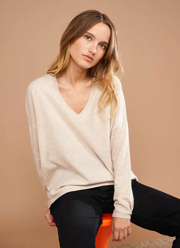 Online Sud Express Pull Au Volume Oversize Et A Manches Longues Pres Du Corps Beige Chine Monjoe
