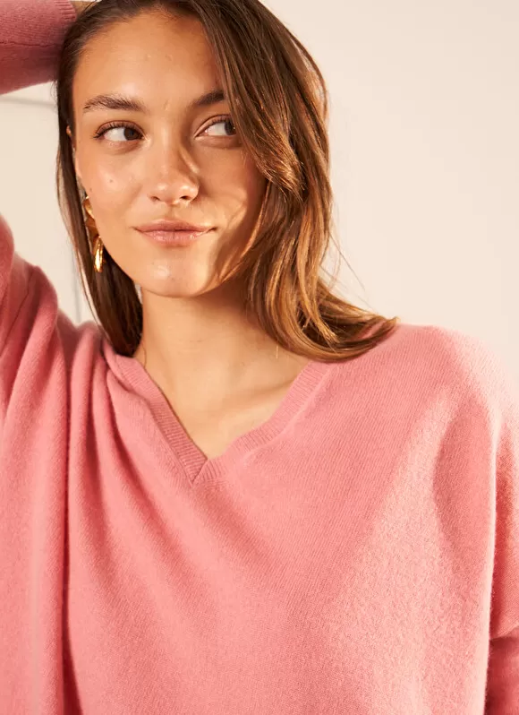 Hot Sud Express Pull Au Volume Oversize Et A Manches Longues Pres Du Corps Blush Monjoe