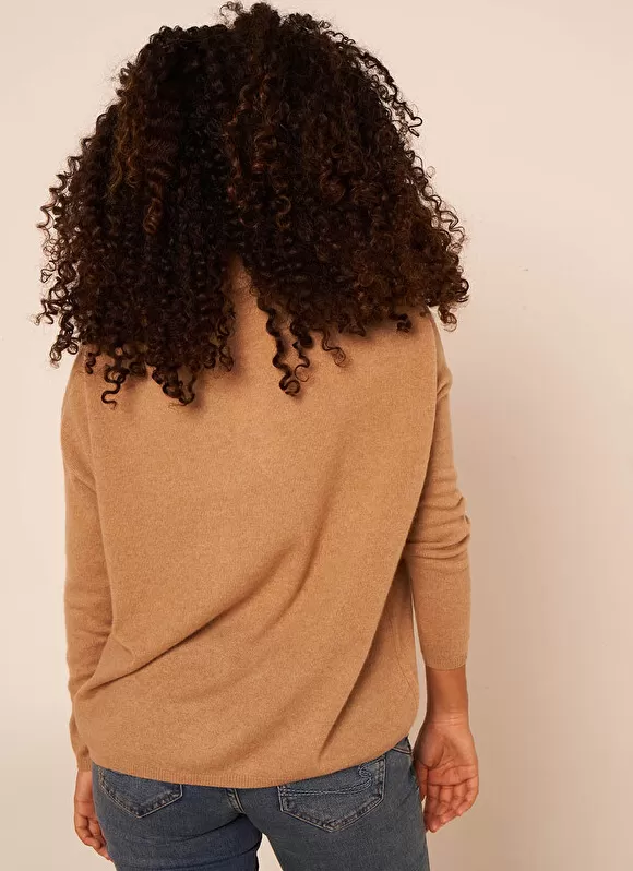 Cheap Sud Express Pull Au Volume Oversize Et A Manches Longues Pres Du Corps Camel Monjoe