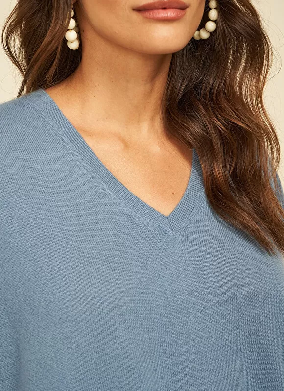 Outlet Sud Express Pull Au Volume Oversize Et A Manches Longues Pres Du Corps Denim Monjoe