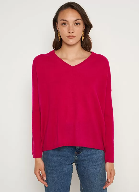 Cheap Sud Express Pull Au Volume Oversize Et A Manches Longues Pres Du Corps Framboise Monjoe