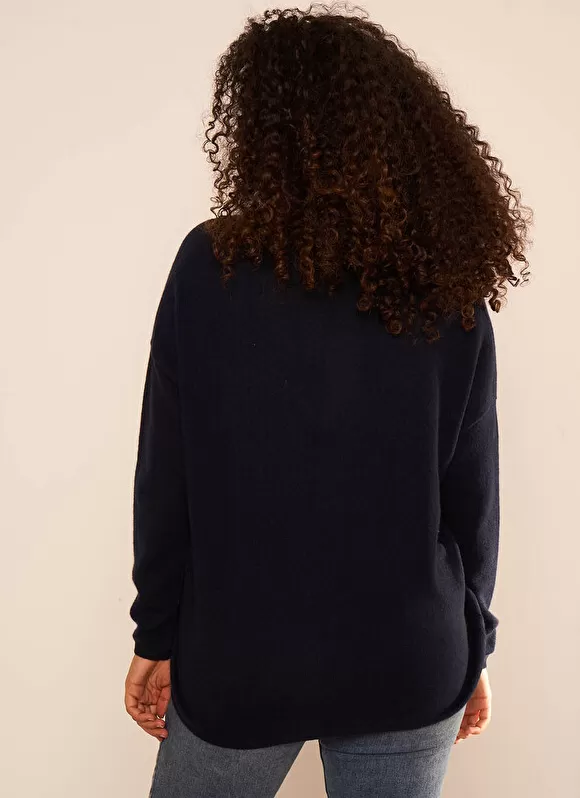Cheap Sud Express Pull Au Volume Oversize Et A Manches Longues Pres Du Corps Marine Monjoe